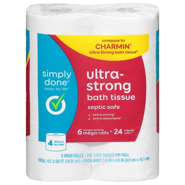 Simply Done Septic Safe Ultra Strong Bath Tissue, 3.9 in x 4.0 in (6 ct)