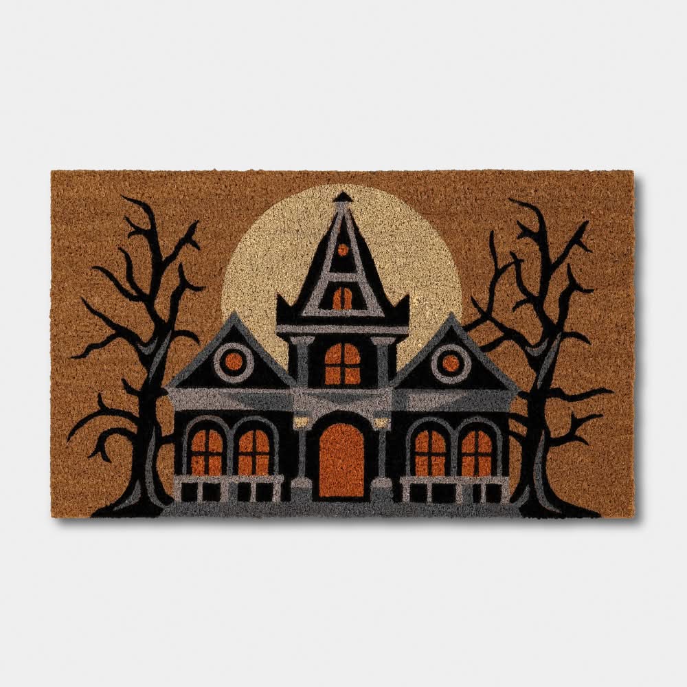 18"x30" Haunted House Halloween Coir Doormat Orange - Hyde and EEK! Boutique™