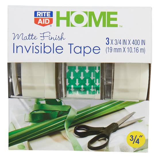 Rite Aid Home Matte Finish Invisible Tape, 3/4 in x 400 in - 3 ct