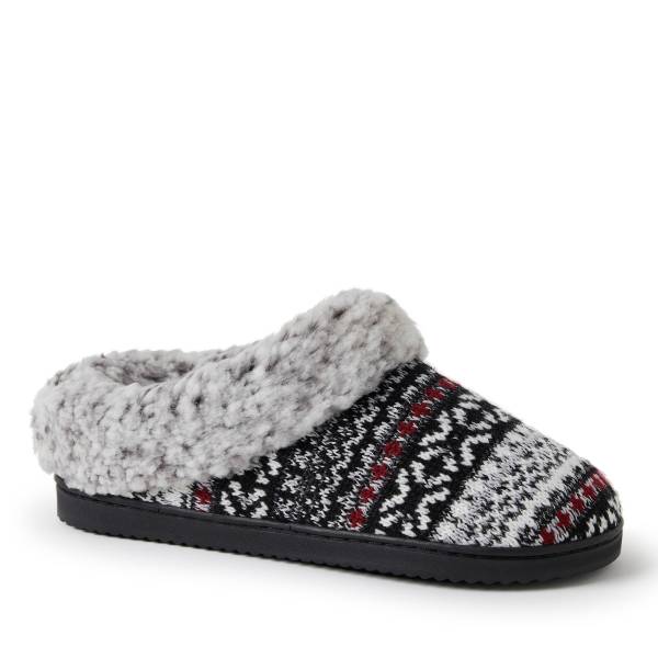 Dearfoams Lara Fairisle Clog, Female, XL, Black