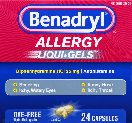 Benadryl Liqui-Gels Dye-Free Allergy Capsules