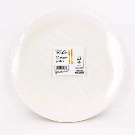 George Home White Value Paper Plates 30PK