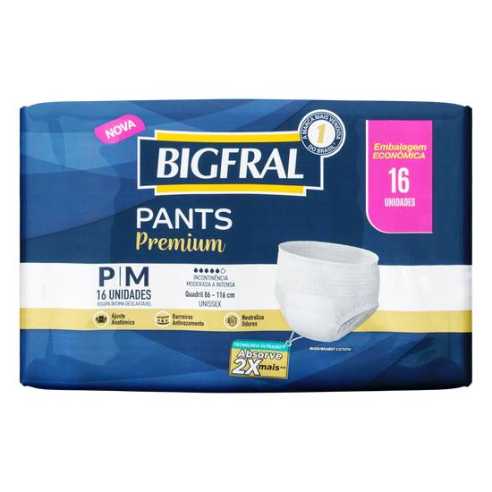 Bigfral roupa íntima pants premium p/m (16 unidades)