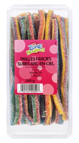 Ma Zone Bonbons Pailles Farcies Sures Arc-En-Ciel 260 G / Ma Zone Bonbons Fizzy Rainbow Cables 260 g