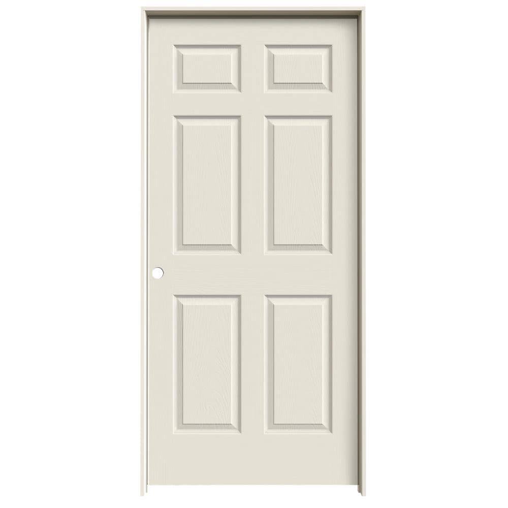 JELD-WEN 36-in x 80-in Hollow Core 6-panel Right Hand Textured Primed Molded Composite Flat Jamb Single Prehung Interior Door | JW136500124