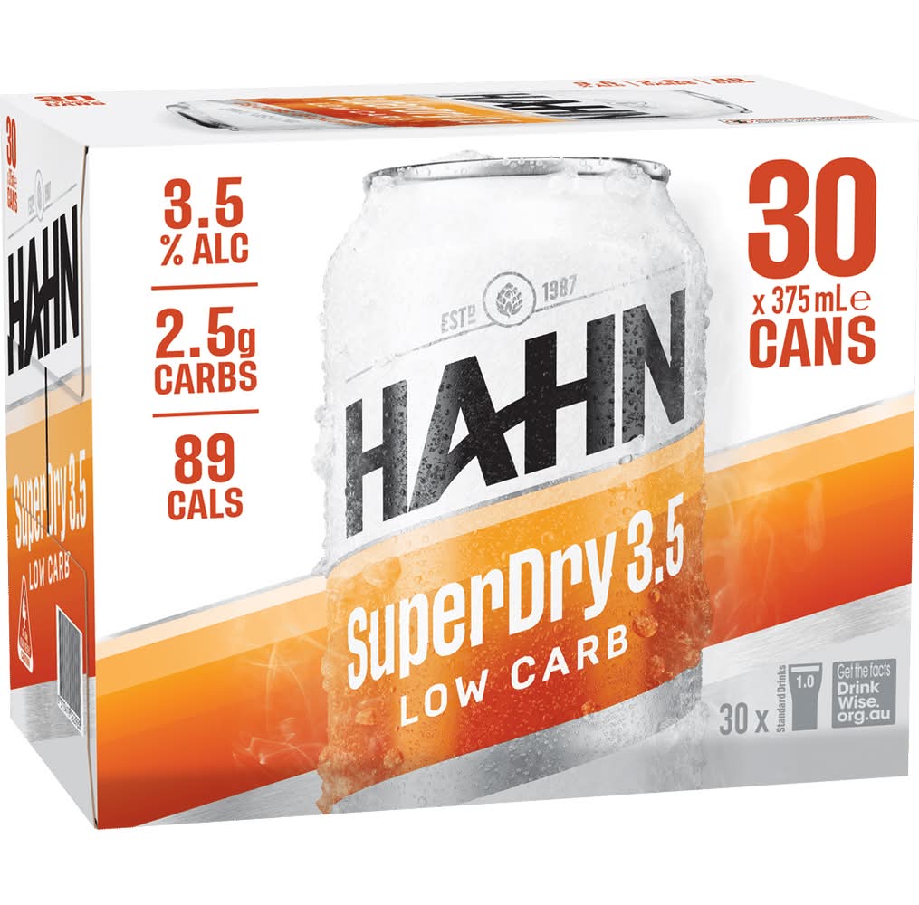Hahn Super Dry Lager 3.5% Can 30X375ml