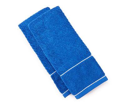 Ellison Surf the Web Blue Diagonal Ribbed Hand Towels, 2-Pack