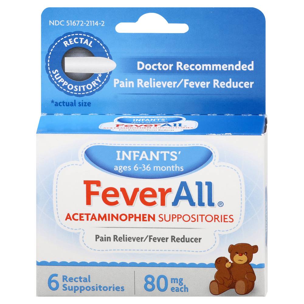 Feverall Pain Reliever / Fever Reducer Acetaminophen 80 mg Suppositories (0.48 oz)