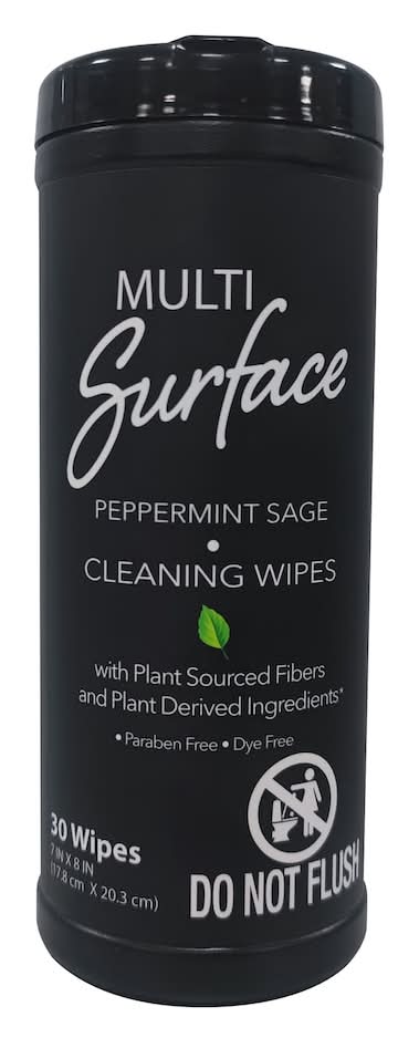 Multi-Surface Cleaning Wipes, Peppermint Sage, 7x8 in (30 ct)