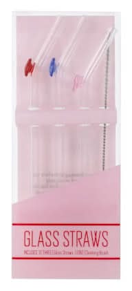 Glass Straws 3-Pack Hearts