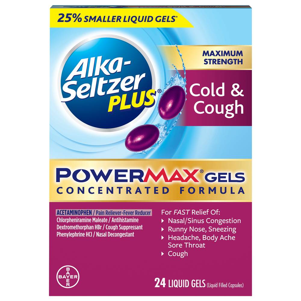 Alka-Seltzer Plus Maximum Strength Powermax Cold & Cough Relief Gels (24 ct)