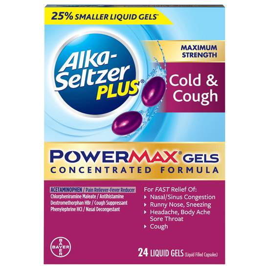 Alka-Seltzer Plus Maximum Strength Powermax Cold & Cough Relief Gels (24 ct)