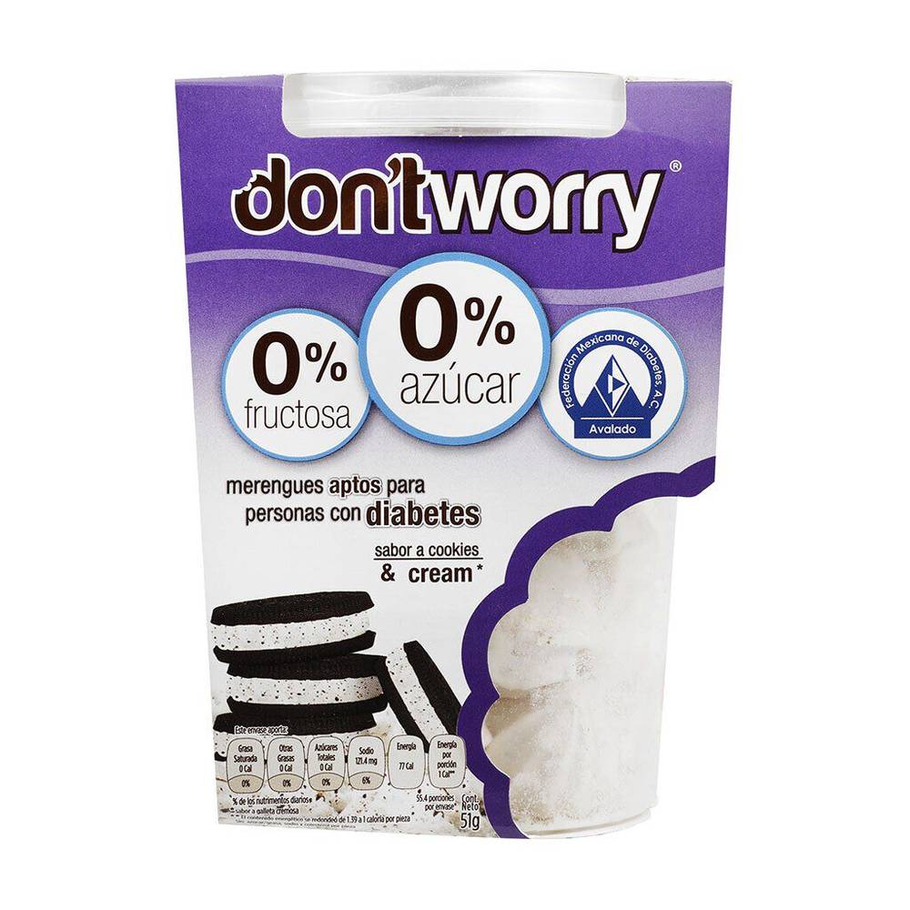 Don't worry merengues sabor cookies & cream