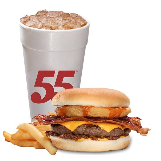 Order Lil' JB&B BBQ Bacon Burger Meal food online from Hwy 55 Burgers, Shakes & Fries store, New Bern on bringmethat.com