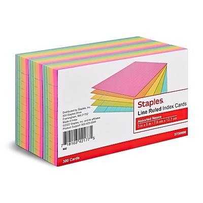 Staples Lined Ruled Index Cards (3 in * 5 in)