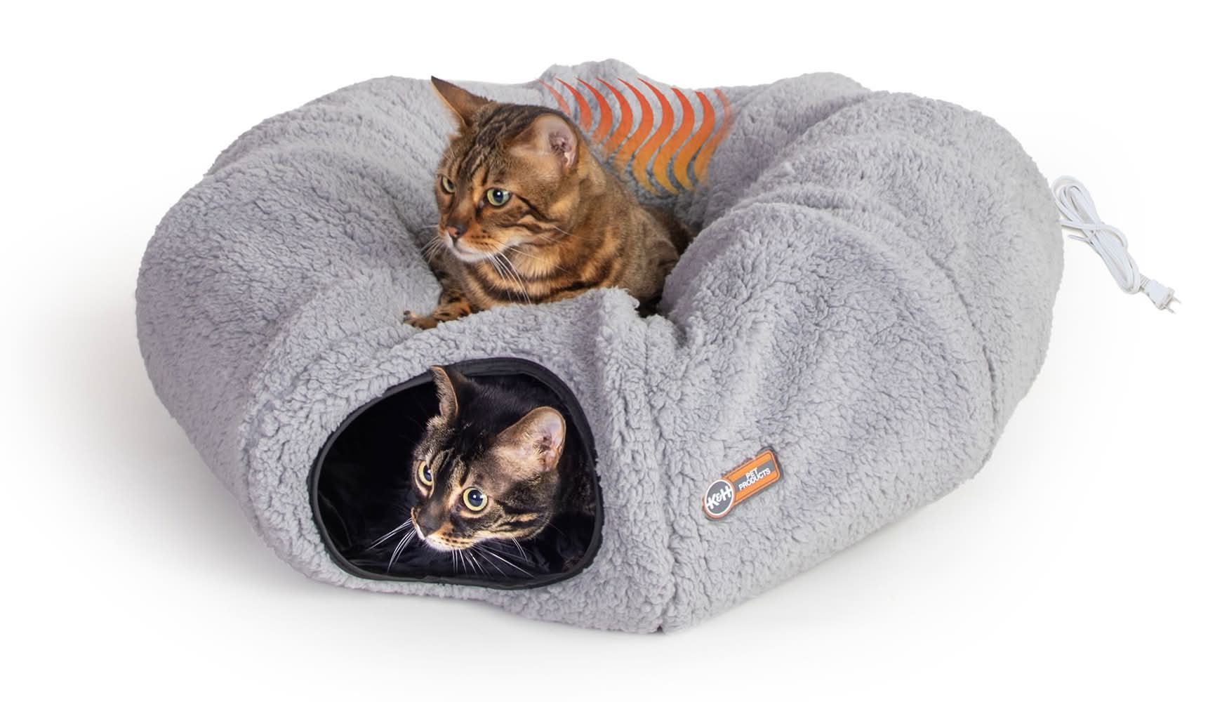 K&H Products Thermo-Kitty Heated Cat Tunnel Bed (Color: Grey)