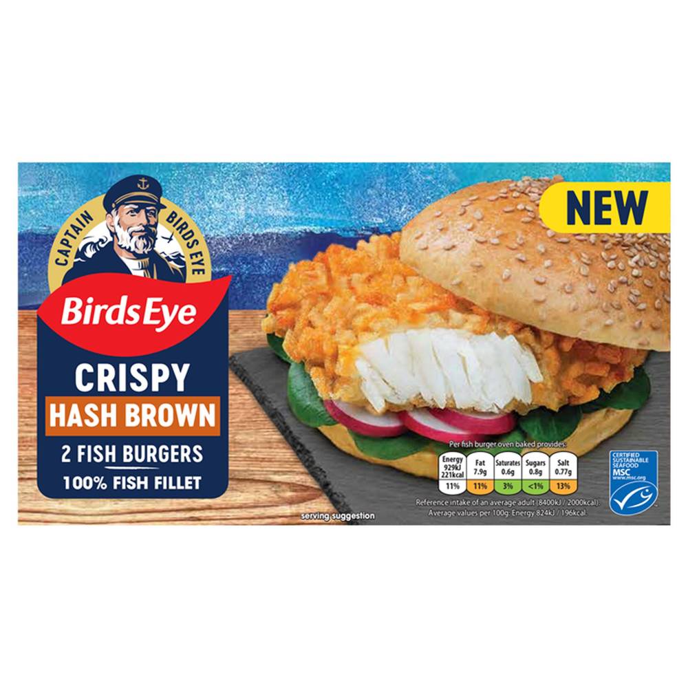 Birds Eye 2 Pack Crispy Hash Brown Fish Burgers