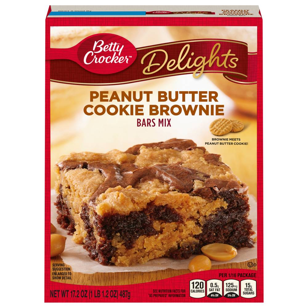 Betty Crocker Delights Peanut Butter Cookie Brownie Bars Mix (17.2 oz)