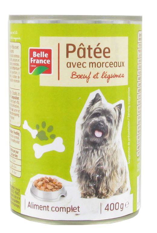 Belle France - Pâtée avec morceaux chien bœuf et legumes