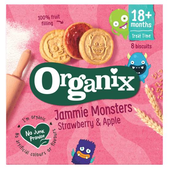 Organix Jammie Monsters Organic Jam Toddler Snack Biscuits Multipack (8 ct)
