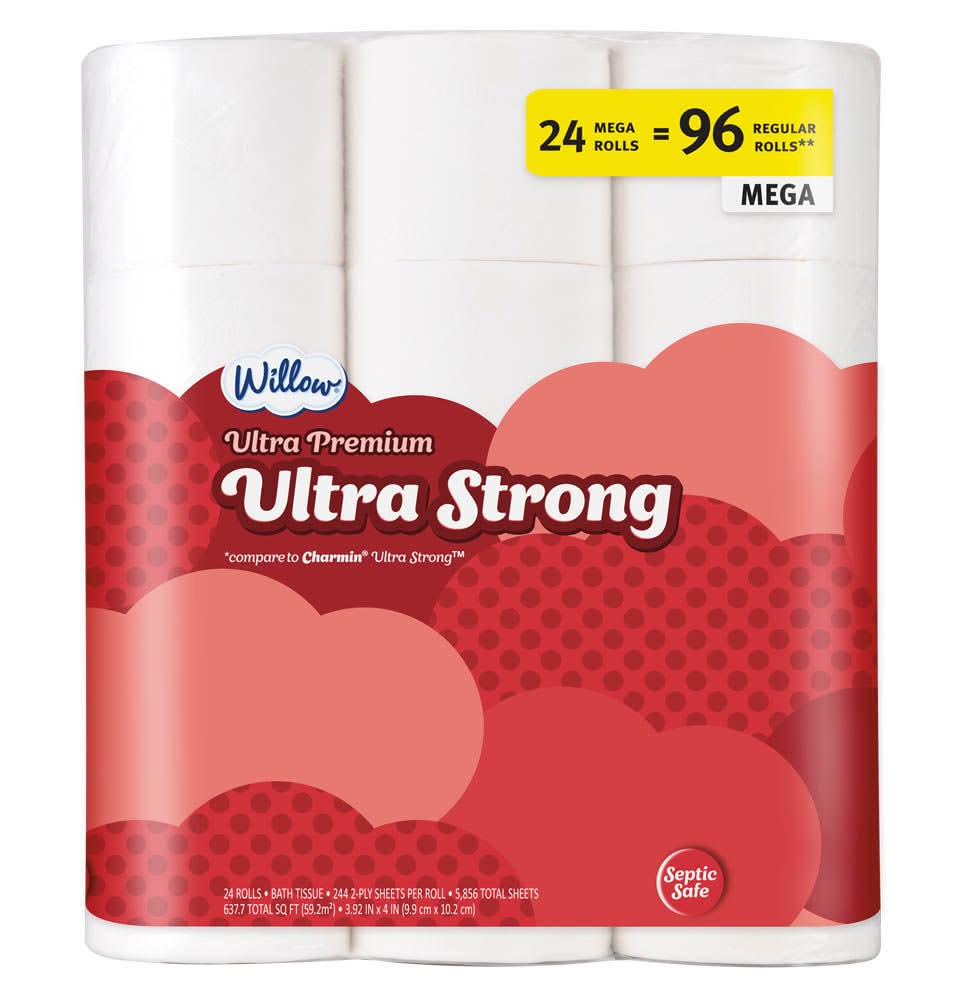 Willow Ultra Strong 2 Ply Bath Tissues, 3.92x4 in (24 ct)