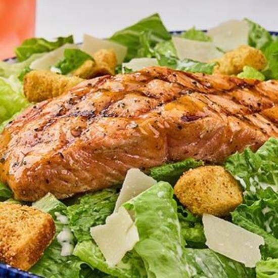 Classic Caesar Salad with Grilled Salmon**