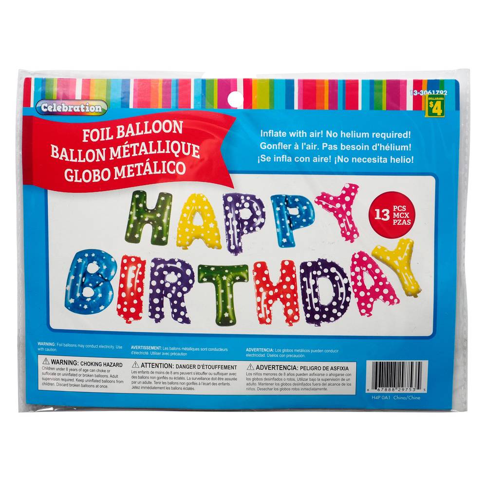 Metallic Happy Birthday Balloons, 13pc