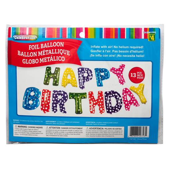 Celebration Metallic Happy Birthday Balloons, 13Pc (14" LETTER)