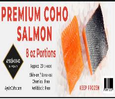 Premium Coho Salmon - 8oz portions - 10lb (1 Unit per Case)