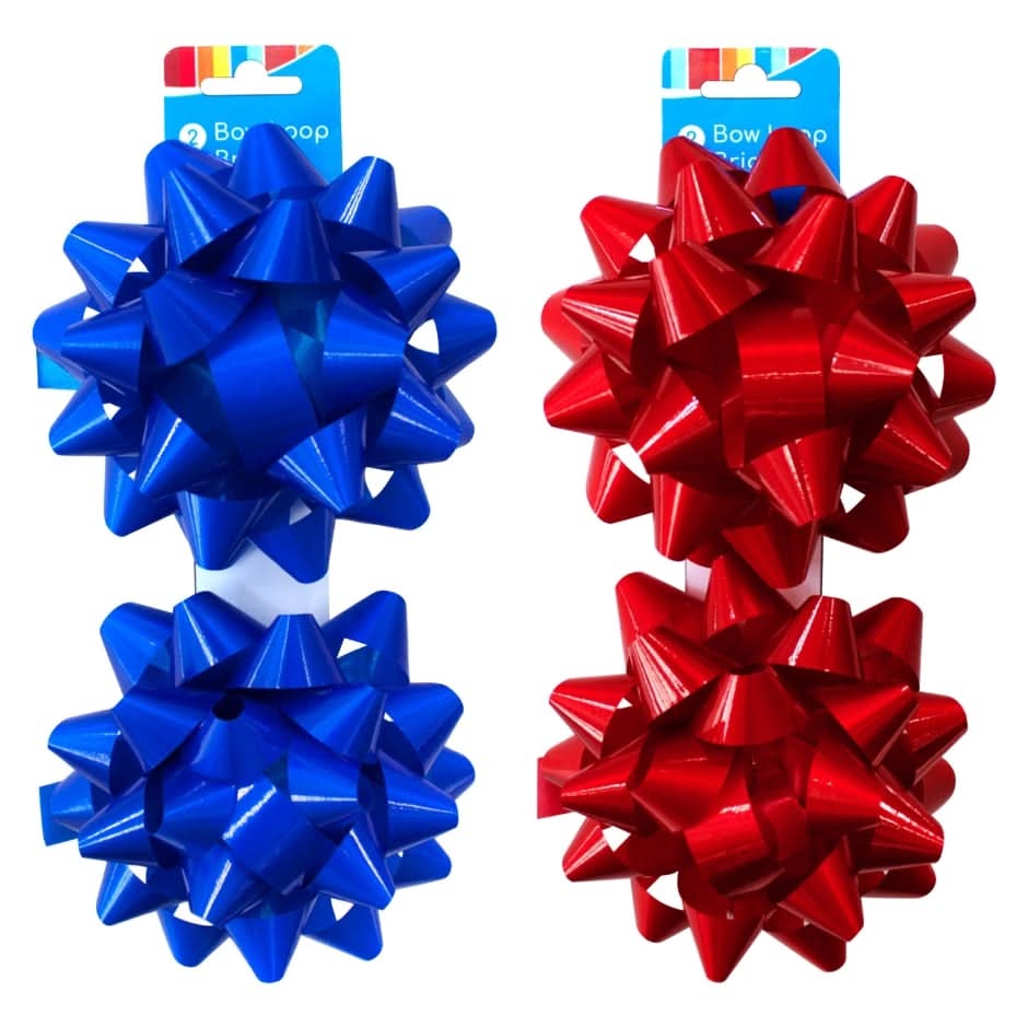 Bright Colored Loop Bows, Red-Blue (2 ct)