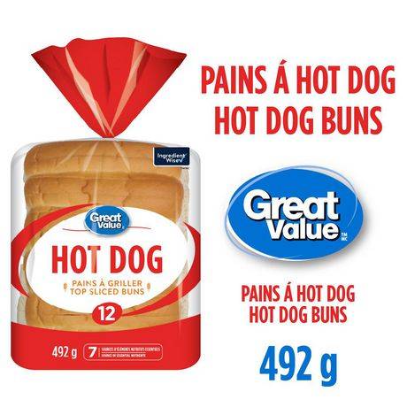 Great value hot dog pains a griller top sliced buns