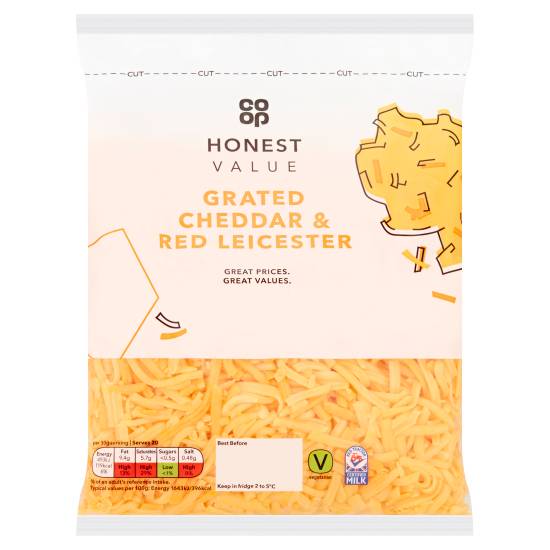 Co-Op Honest Value Grated Cheddar & Red Leicester 500g
