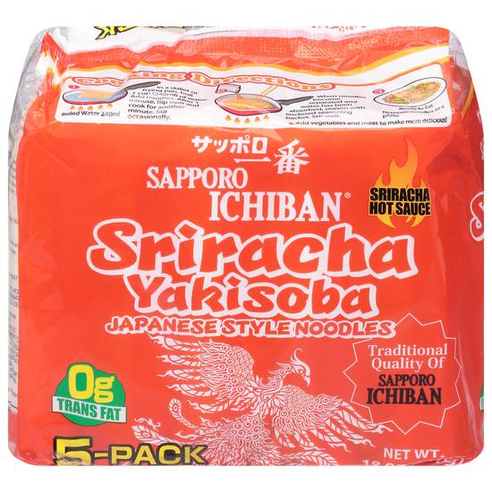 Sapporo Ichiban Japanese Style Sriracha Yakisoba Noodles