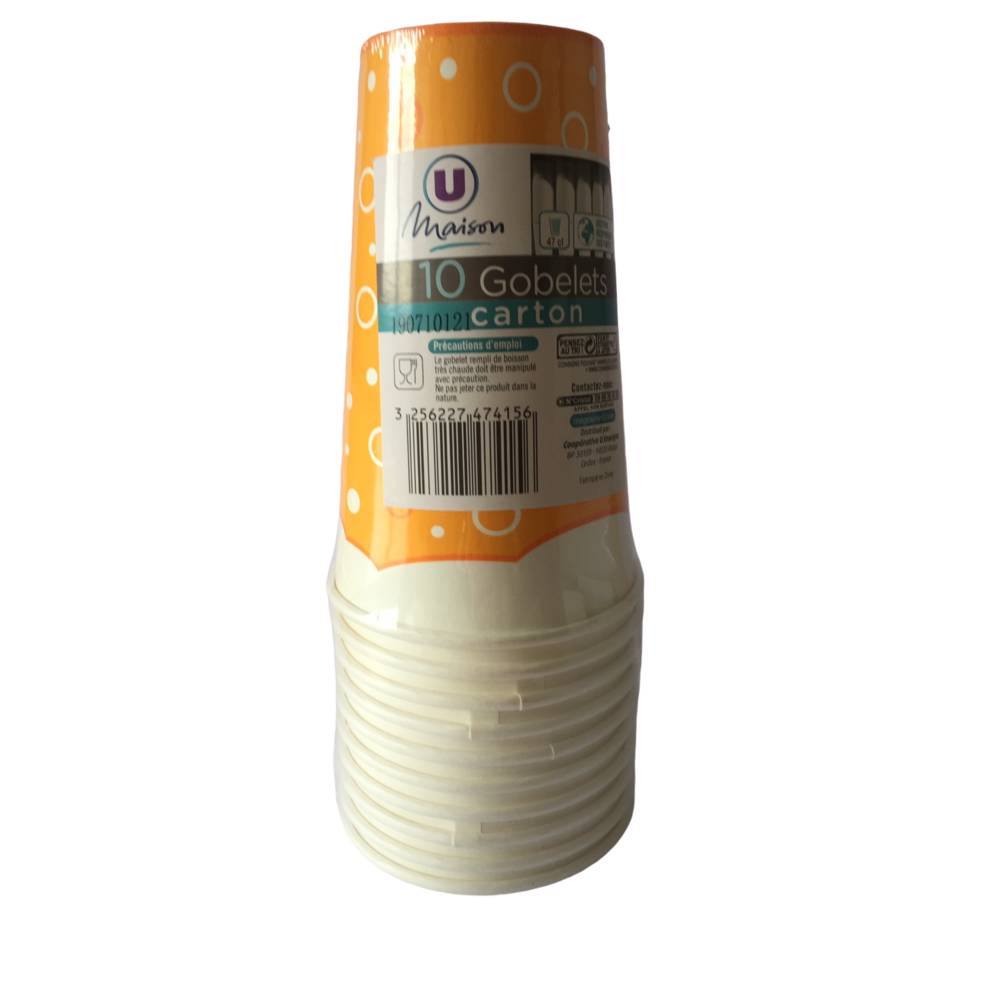 U - Gobelets carton (10 pièces, 470 ml)