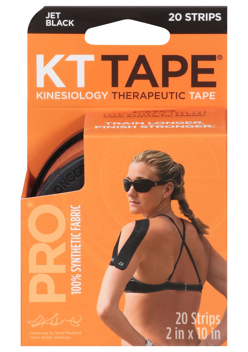 KT Tape Jet Strips Sports Tape, 2 x 10 in, Black (6.4 oz, 20 ct)