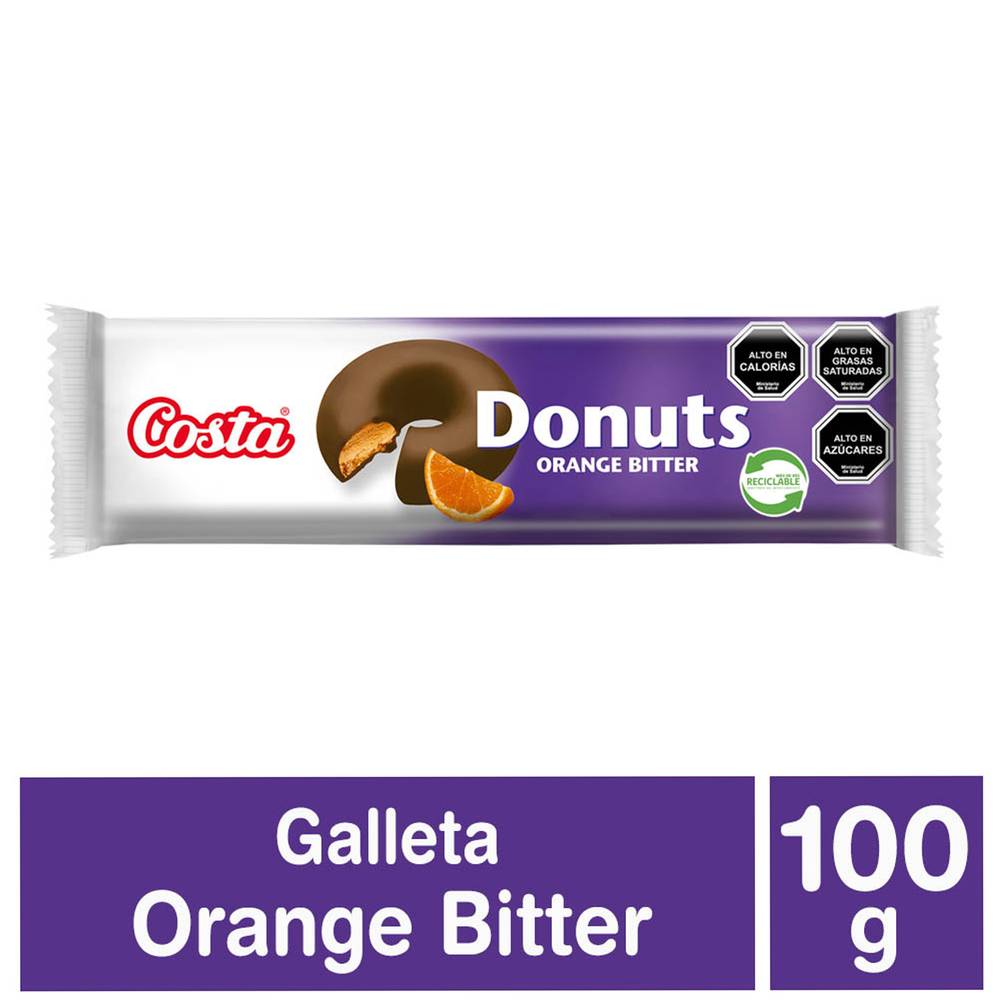 Costa galletas donuts sabor naranja bañadas en chocolate (bolsa 100 g)