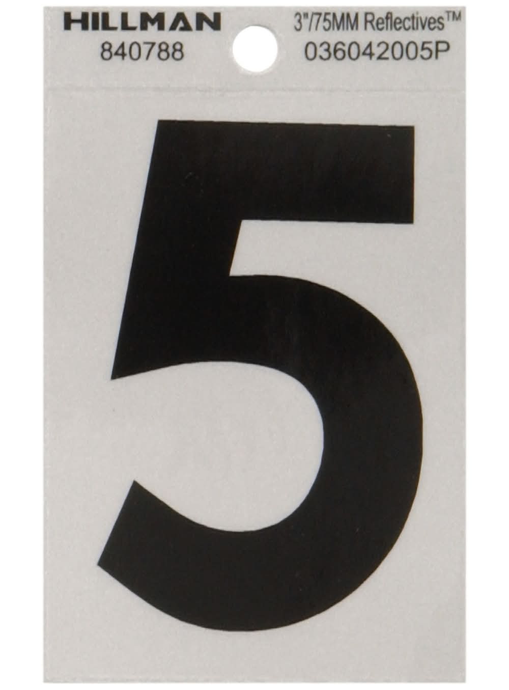 Hillman 3 In. Reflective Black Vinyl Self-Adhesive Number 5 1 Pc