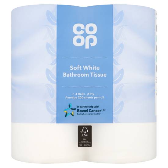 Co-Op Soft White Bathroom Tissue 2-ply Rolls (4 pack)