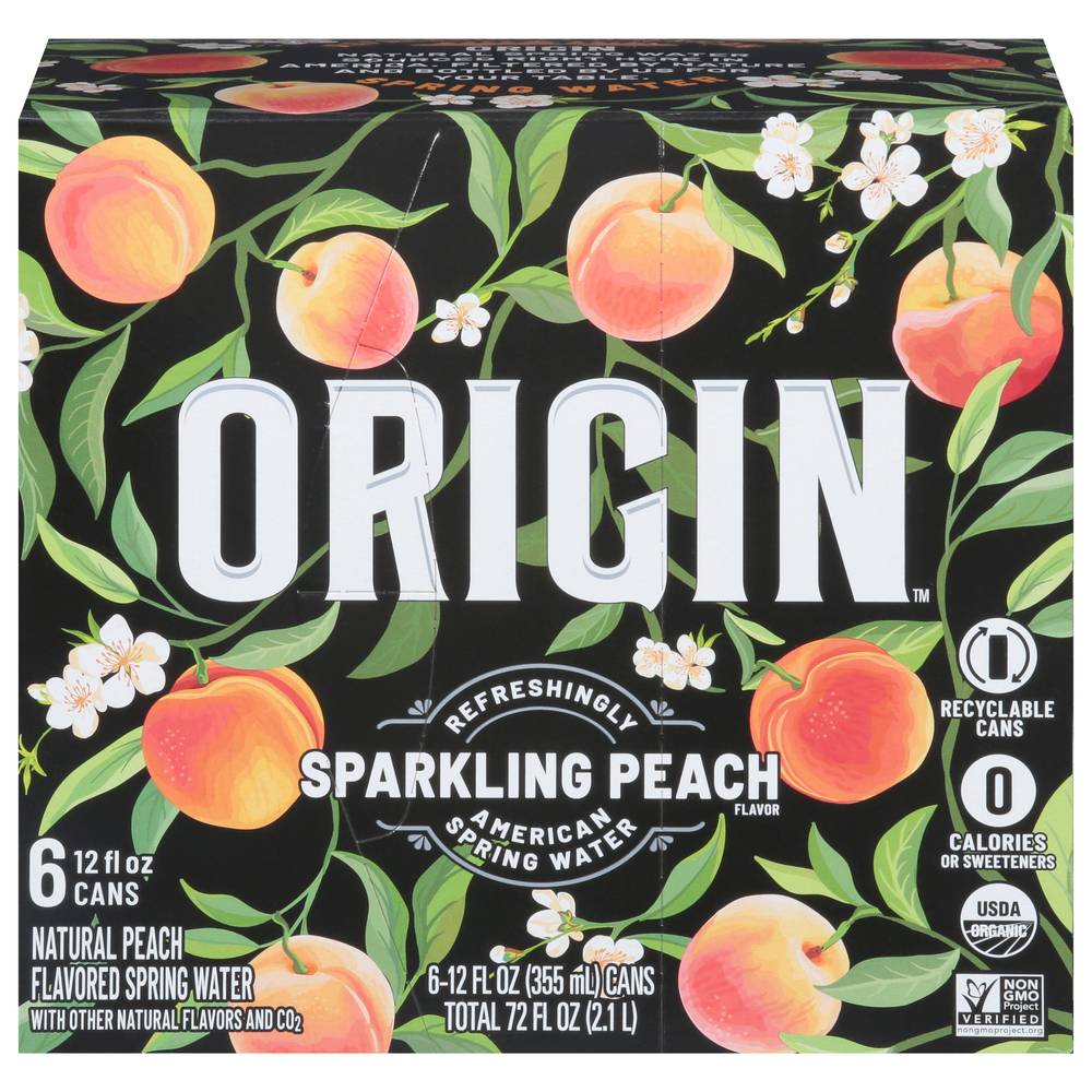 Origin Sparkling Spring Water (6 ct, 12 fl oz) (peach)