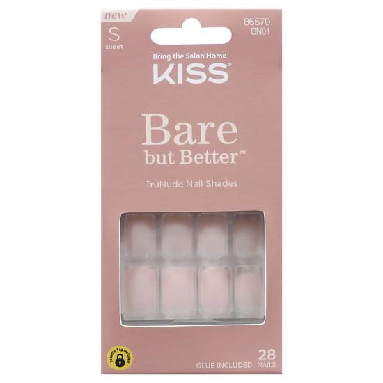 Kiss Bare But Better Bn01 Short Nails (28 ct)