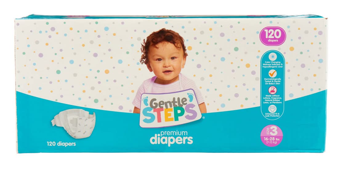 Gentle Steps Premium Baby Diapers Size 3 120 Ct