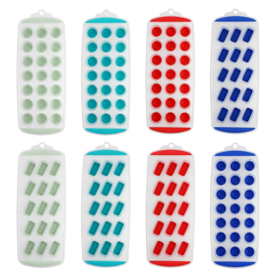 Colorful Plastic Ice Cube Trays, 11.75x4.75x1.125 in.