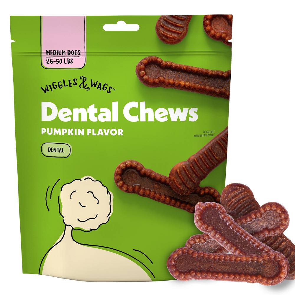Wiggles & Wags Dental Chews Dog Treats (medium/pumpkin)