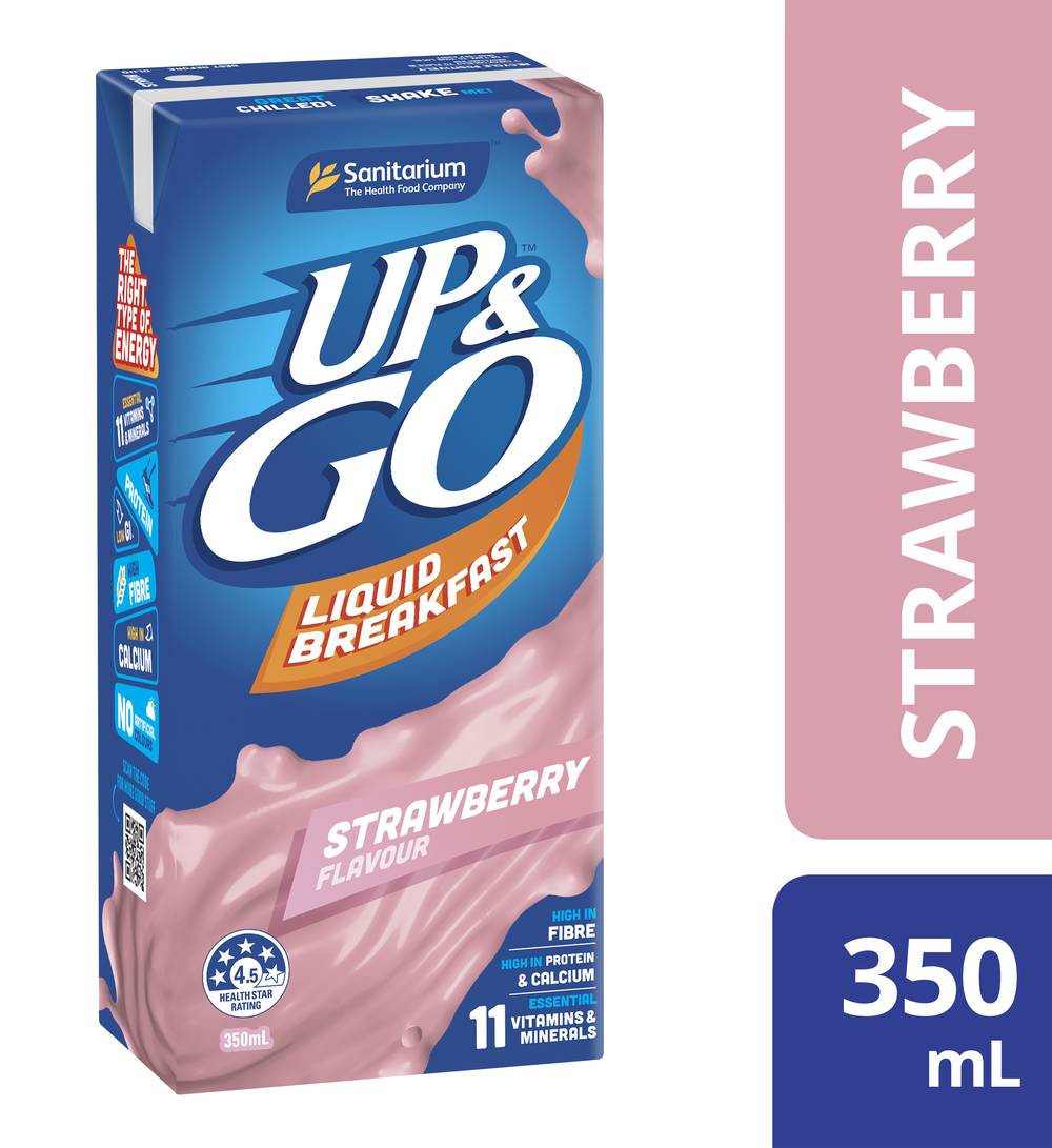 UP&GO Sanitarium Liquid Breakfast Drink, Strawberry (350mL)