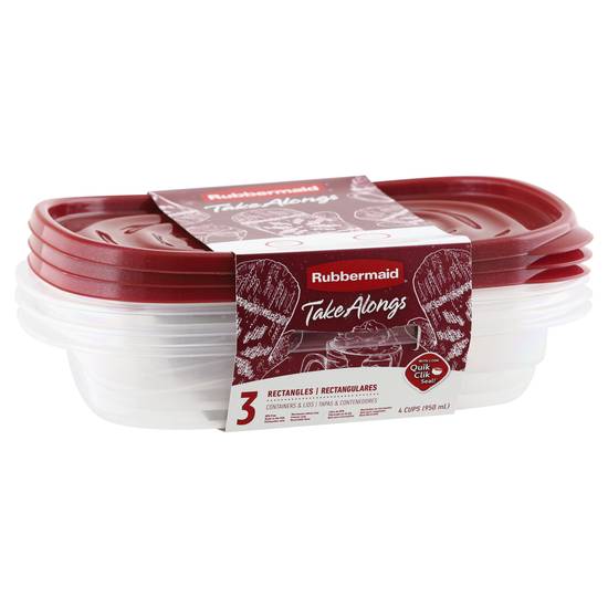Rubbermaid Take Alongs Rectangle Containers with Lids - 3 CT