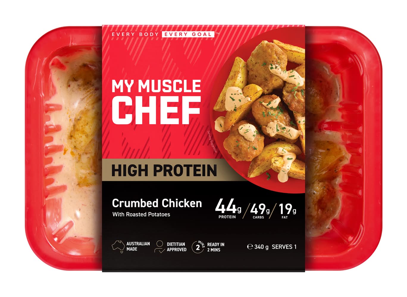 My Muscle Chef High Protein Crumbed Chicken With Roasted Potatoes (340g)