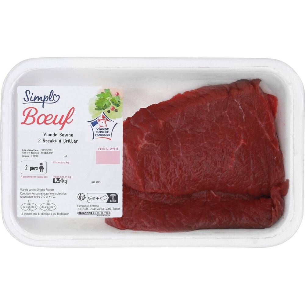 Simpl - Viande bovine steaks à griller (2 pièces)