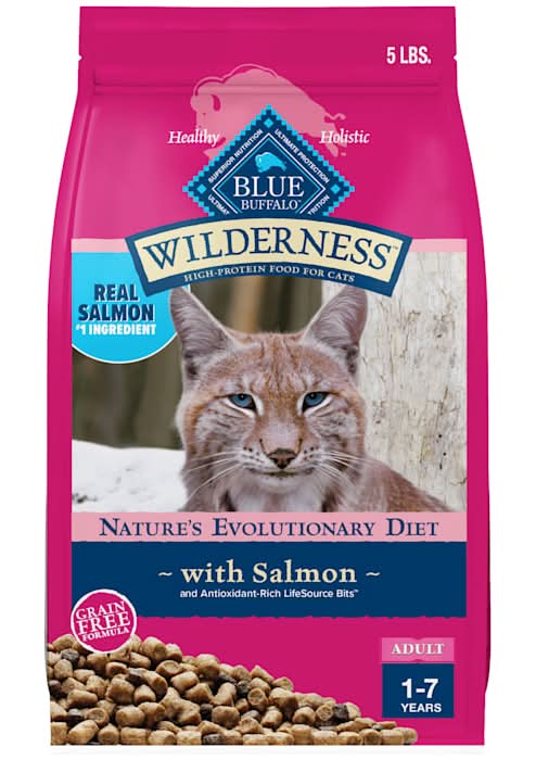 Blue Buffalo Wilderness Natural High Protein Grain Free Salmon Dry Food for Adult Cats, 5 lbs.