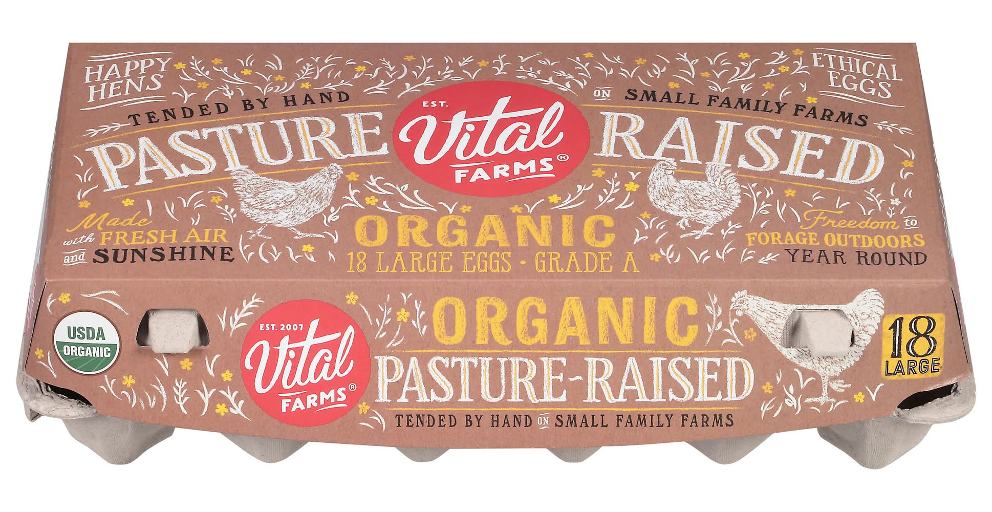 Vital Farms Organic Pasture Raised Grade a Eggs, L (36 oz, 18 ct)