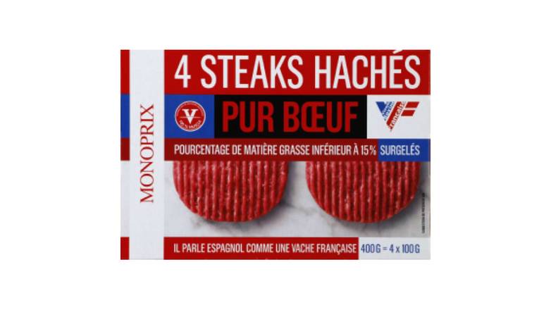 Monoprix - Steaks hachés pur bœuf (4 pièces)